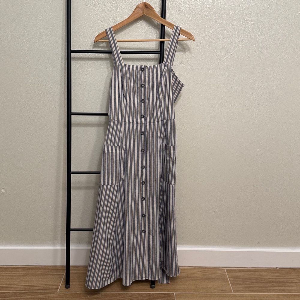 Striped Midi Dress - Black and White